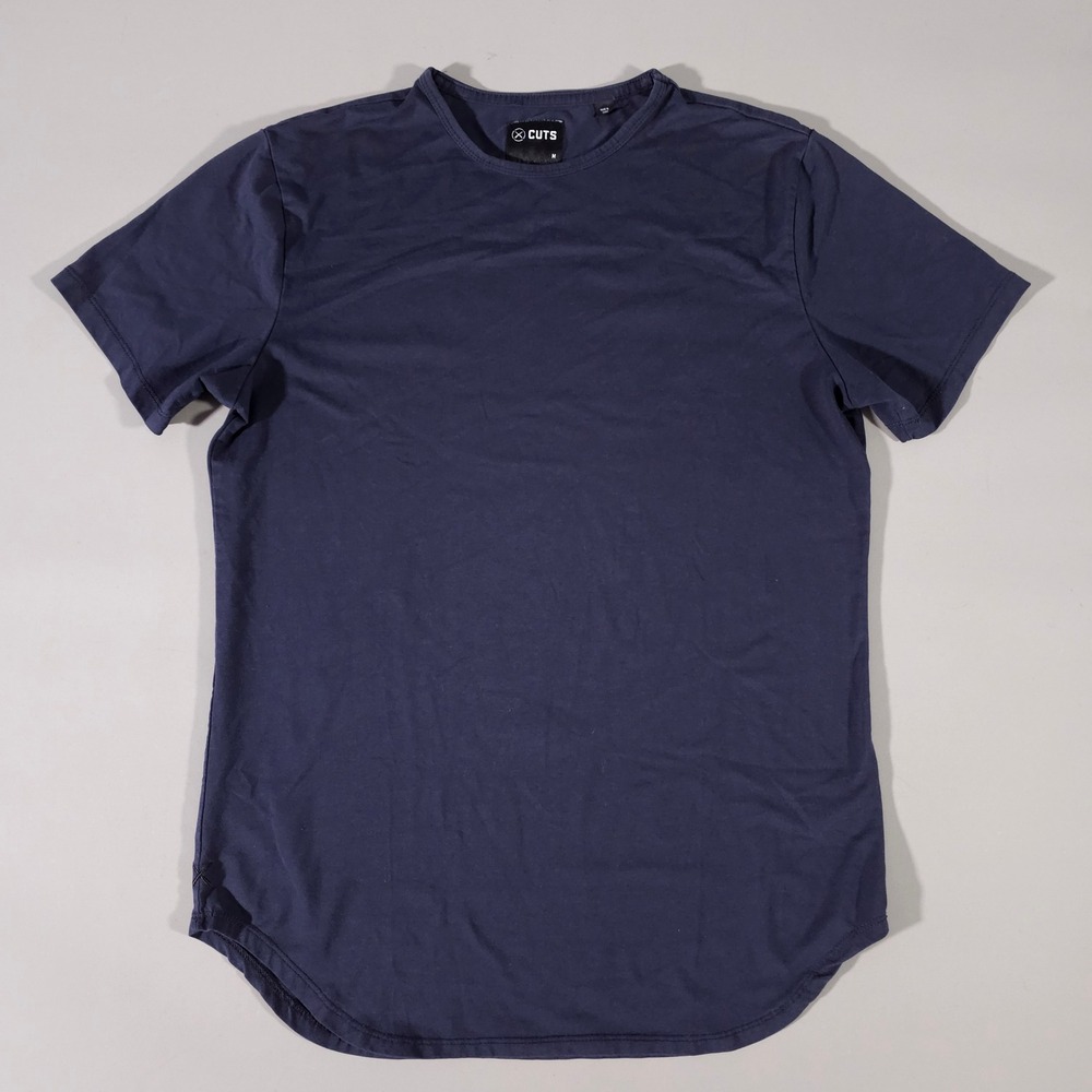 Cuts Clothing T-Shirt Mens Medium Navy Blue Pyca Pro Curved Hem Crew Neck L1034
